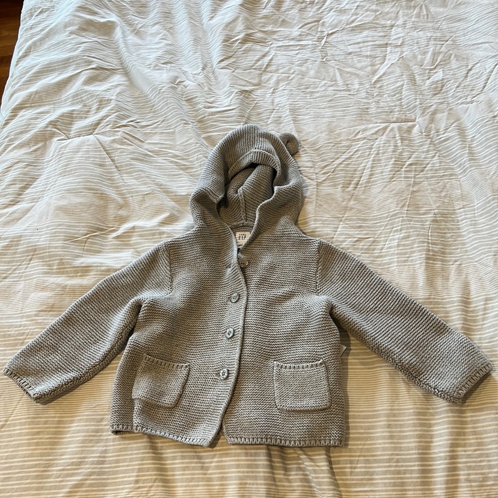 Baby grey gap hooded sweater with ears